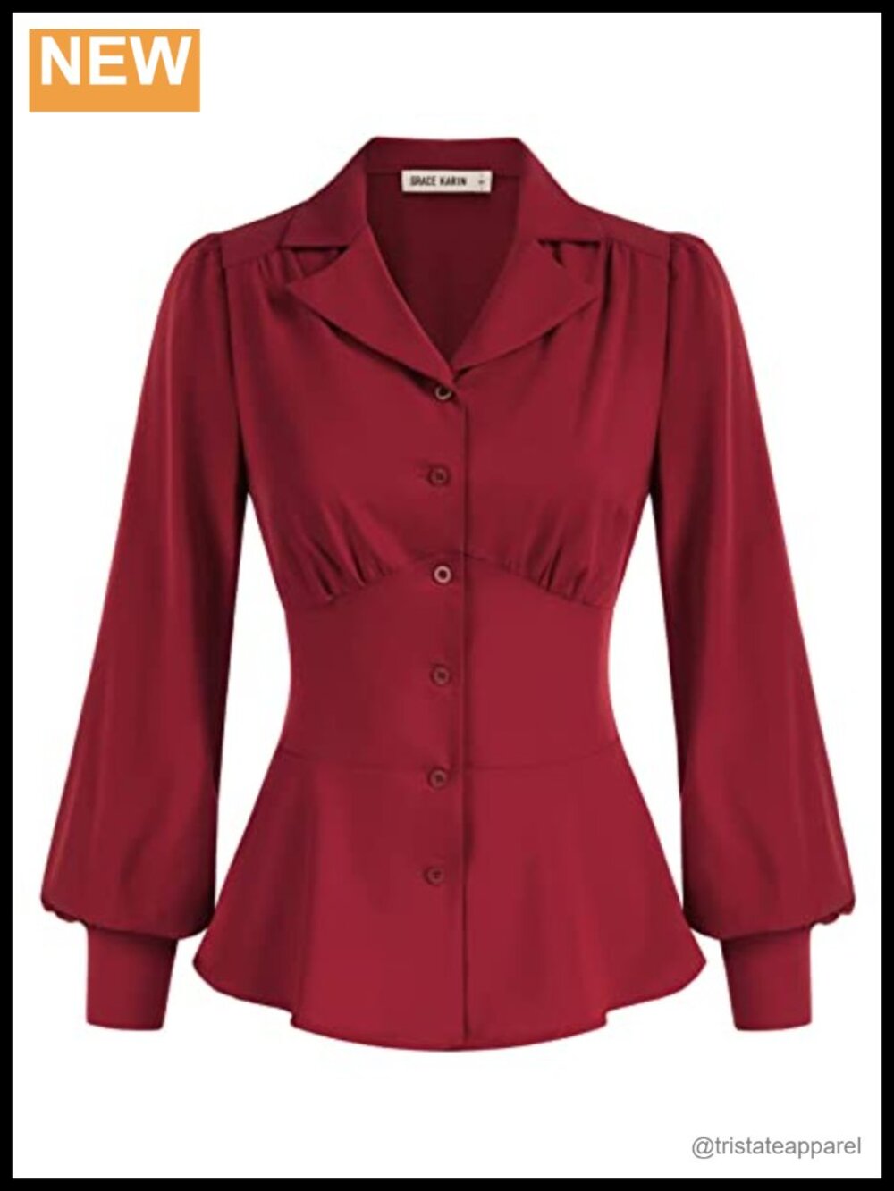 Women's Peplum Button Down Long Sleeve Dressy Blouse